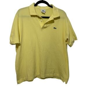 Lacoste Mens Polo Shirt Size 7 2XL Yellow Pique Polo Short Sleeve Cotton Casual